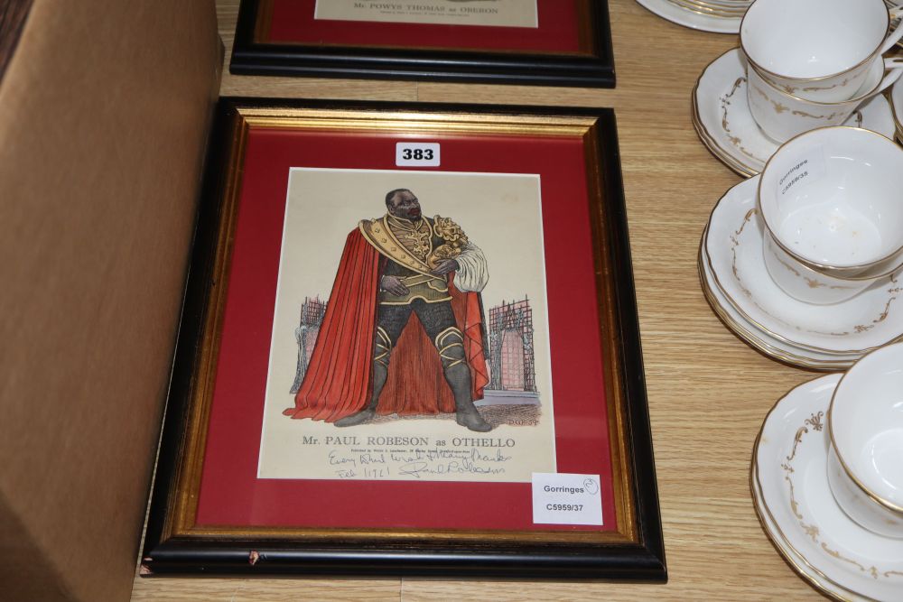 A signed print of Mr Paul Robeson as Othello and another theatrical print, Mr Powys Thomas as Oberon